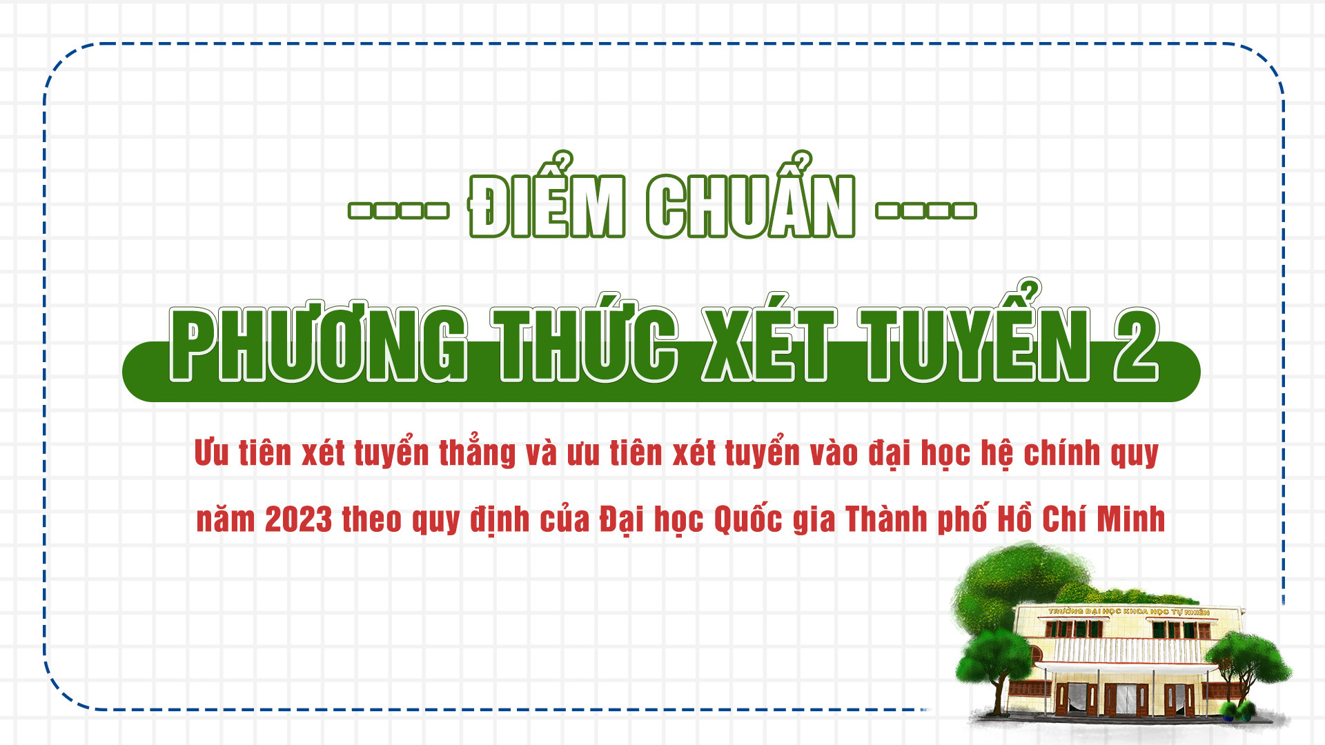 PHƯƠNG THỨC XÉT TUYỂN 2: Điểm chuẩn trúng tuyển và danh sách đủ điều kiện trúng tuyển diện ưu tiên xét tuyển thẳng và ưu tiên xét tuyển năm 2023 theo quy định của ĐHQG-HCM